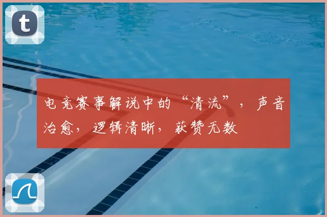 电竞赛事解说中的“清流”，声音治愈，逻辑清晰，获赞无数